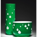 Wazon szklany DRIP,  zielono-biały - BENETTON - 78515